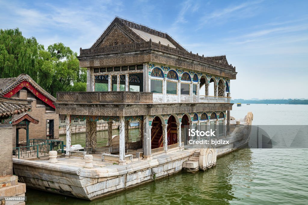 Marble Boat at the Summer Palace in Beijing, China China - East Asia Stock Photo