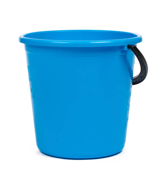istock Blue plastic bucket for cleaning isolated on white background 1336446856