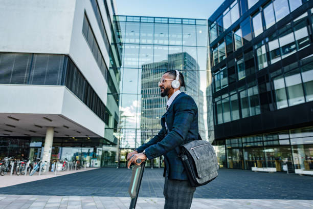 Attractive casual business man getting to work