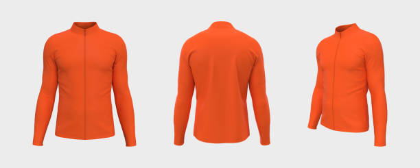 istock Men's cycling jersey mockup in front, side and back 1336449606