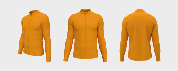 istock Men's cycling jersey mockup in front, side and back 1336449637