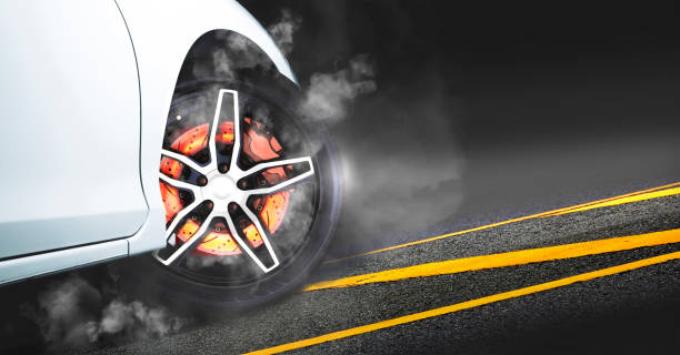 Smoke on wheel and Speed of drift race car.