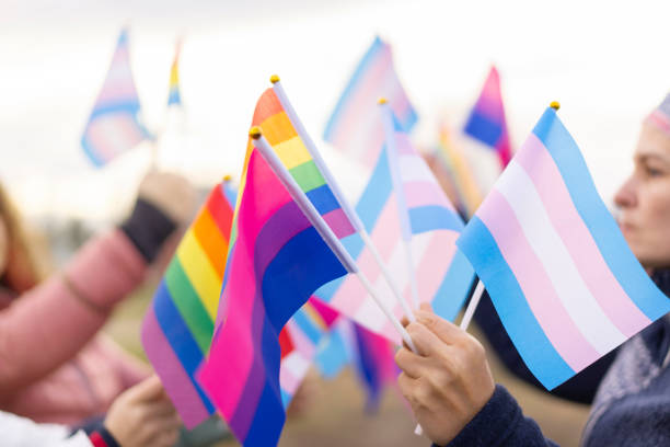 istock People demonstrating on a gender protest 1336450856