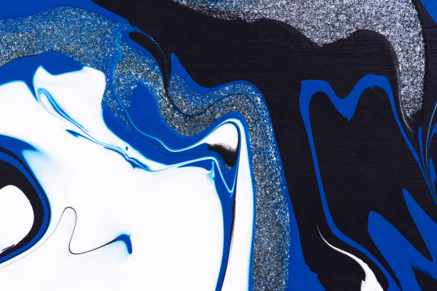istock Blue white black acrylic abstract creative trend background. Fluid artistic texture. 1336451922