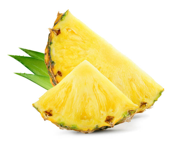 istock Pineapple slices with leaves. Cut pineapple isolate on white. Full depth of field. 1336452176