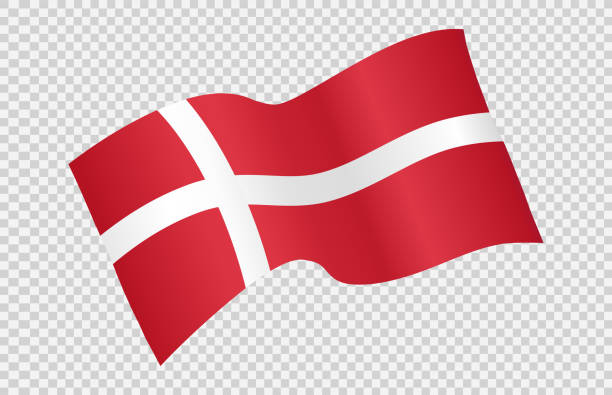 schwenkende flagge von dänemark isoliert auf png oder transparentem hintergrund, symbol von dänemark, vorlage für banner, karte, werbung, fördern, vektorillustration top goldmedaille sport gewinner land - danish flag stock-grafiken, -clipart, -cartoons und -symbole