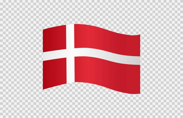 schwenkende flagge von dänemark isoliert auf png oder transparentem hintergrund, symbol von dänemark, vorlage für banner, karte, werbung, fördern, vektorillustration top goldmedaille sport gewinner land - danish flag stock-grafiken, -clipart, -cartoons und -symbole