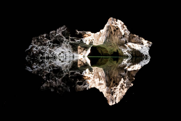 Reflection on the lake of Thalang cave, part of the Thakhek loop