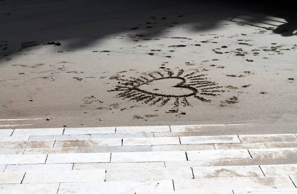 istock heart drawn in the sand on the beach 1336463118
