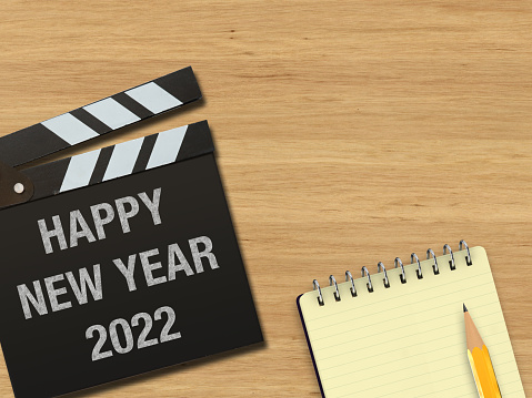 New year 2022 resolution start clapboard
