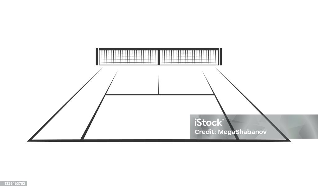 Lawn Tennis Court Isolated On White Background Stock Illustration -  Download Image Now - Tennis, Net - Sports Equipment, Courtyard - iStock