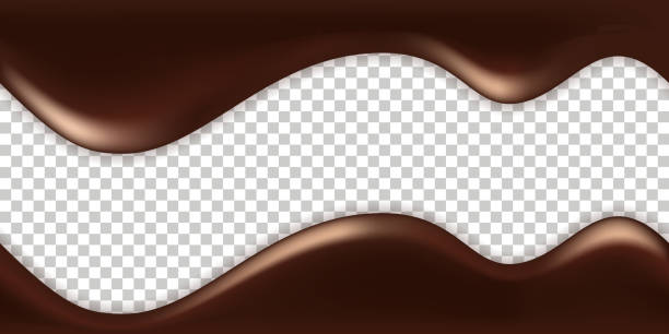 ilustrações de stock, clip art, desenhos animados e ícones de melted chocolate drip waves. milk chocolate creamy texture. liquid syrup spill . isolated wavy swirls on transparent background. vector illustration - chocolate swirl backgrounds coffee