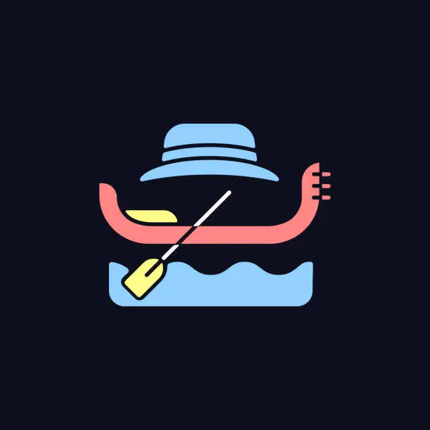 Vector illustration of Gondola taxi RGB color icon for dark theme