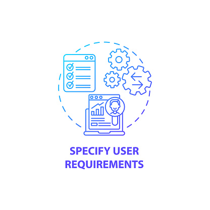 Specify user requirements concept icon. User-centered design abstract idea thin line illustration. Analyzing user journey map. Supporting consumer accessibility. Vector isolated outline color drawing