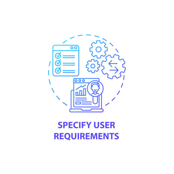 Specify user requirements concept icon Specify user requirements concept icon. User-centered design abstract idea thin line illustration. Analyzing user journey map. Supporting consumer accessibility. Vector isolated outline color drawing convenience stock illustrations