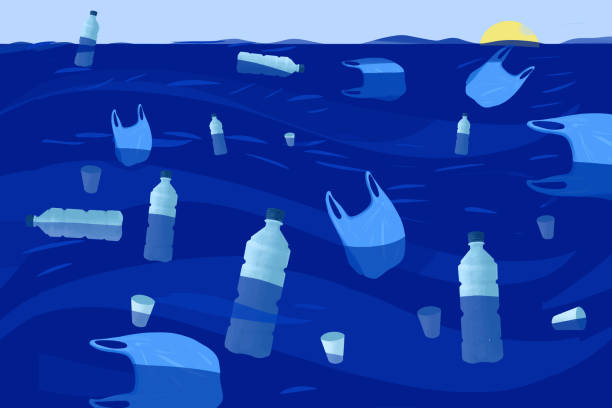 ilustrações de stock, clip art, desenhos animados e ícones de don't throw plastic in the water - save oceans
