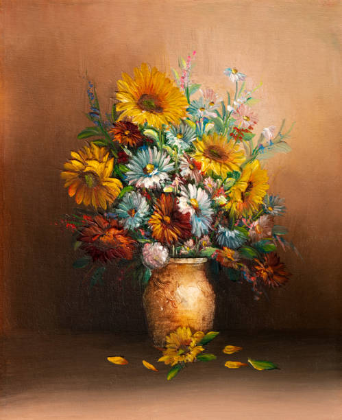 istock Still Life with Flowers Oil Painting 1336474302