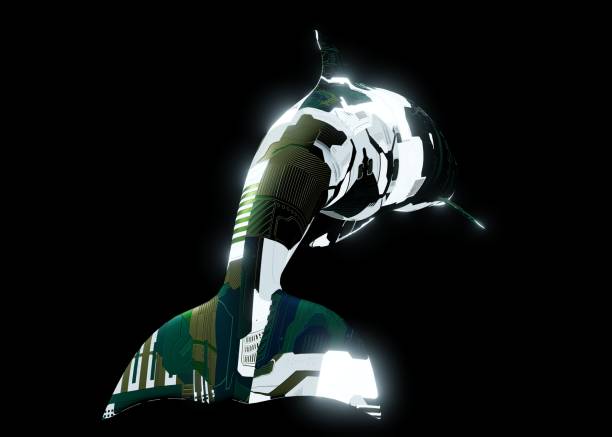 istock 3d rendering of a futuristic mechanical Dolphin in a dark black background 1336475809