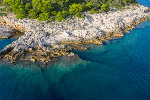 istock Rocky shore aerial 1336479327