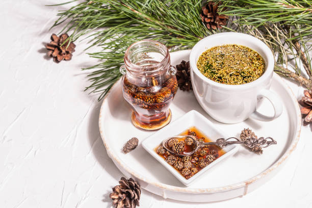 istock Pine needle tea, sollip-cha, traditional Korean beverage. Pine cone jam, alternative medicine, healthy life style 1336479807