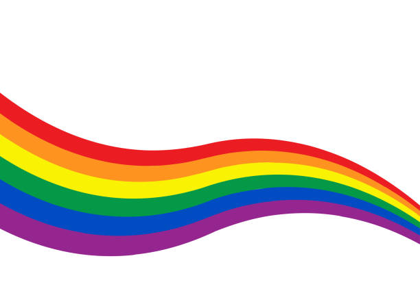 虹の旗。白い背景にlgbtプライドフラグの動き。レズビアンゲイバイセクシュアルトランスジェンダー。テキストのコピースペースを含む背景。ベクトルeps.10 - gay pride flag illustrations点のイラスト素材／クリップアート素材／マンガ素材／アイコン素材