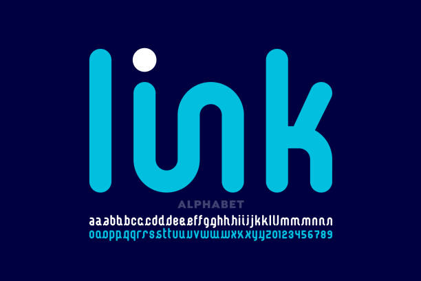 Linked letters font Linked letters font design, alphabet and numbers vector illustration circle logo stock illustrations