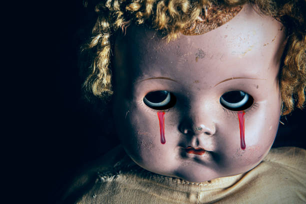 istock Spooky Bleeding Black Eyed baby Doll 1336486768