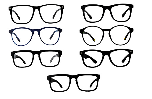 blue eye glasses lsolated on white