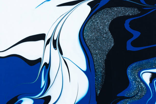 istock Blue white black acrylic abstract creative trend background. Fluid artistic texture. 1336487036
