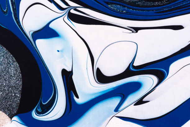 istock Blue white black acrylic abstract creative trend background. Fluid artistic texture. 1336487087