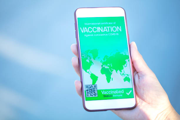istock Smartphone displaying a valid COVID-19 vaccination certificate in female's hand 1336487244