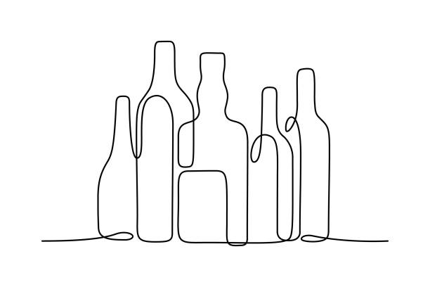 알코올 음료 컬렉션 - isolated on white bottle alcohol alcoholism stock illustrations