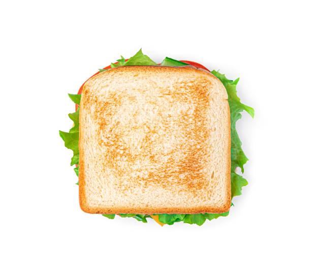istock Sandwich with vegetables, cheese and turkey on a white background 1336488505