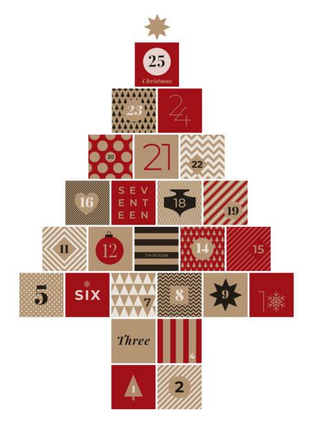 świąteczny kalendarz adwentowy. - calendar holiday december christmas stock illustrations