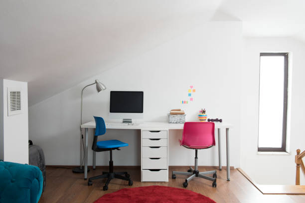 istock modern home interior office working room wooden table in laptop 1336505276