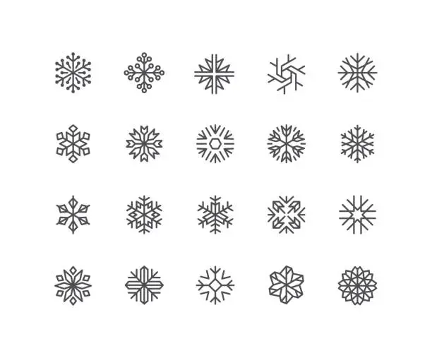 Vector illustration of Snowflake Line Icons Editable Stroke