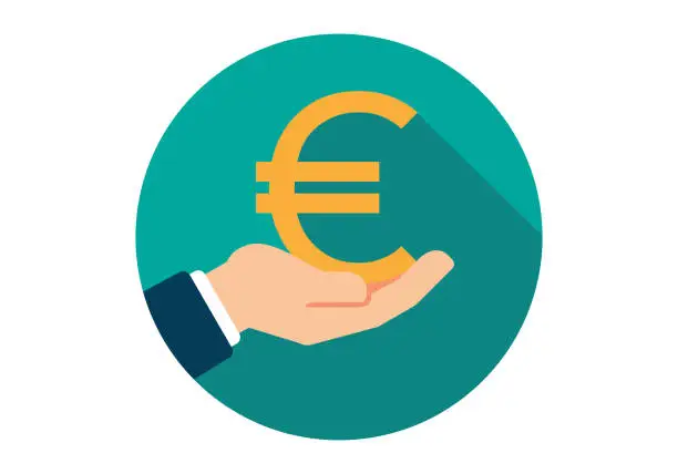Vector illustration of Euro Sign in Hand