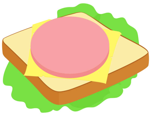 ilustraciones, imágenes clip art, dibujos animados e iconos de stock de desayuno tostado con queso y salchichas - sandwich ham white background lunch