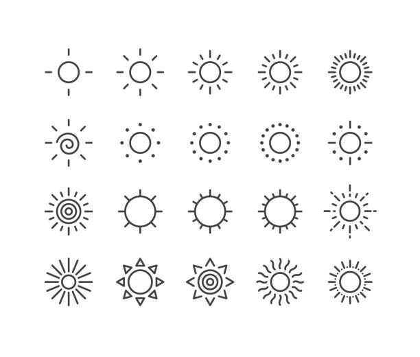 sun icons - classic line serie - sonnenlicht stock-grafiken, -clipart, -cartoons und -symbole