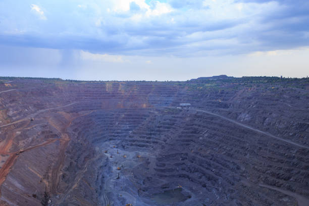 istock Open-pit iron ore extraction, preparation of raw materials for metallurgy. 1336516588