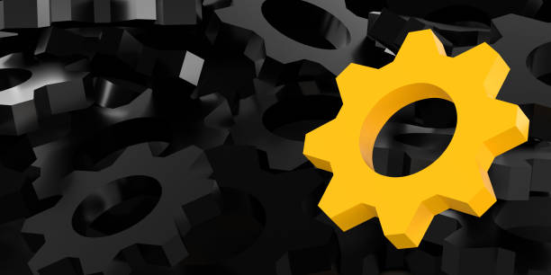 istock Leadership or HR represented by one authentic cogwheel in yellow within a group of colored gears 1336517698