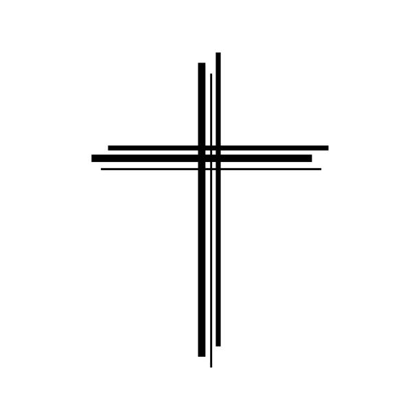 illustrazioni stock, clip art, cartoni animati e icone di tendenza di simbolo della croce nera - crocifisso illustrazioni
