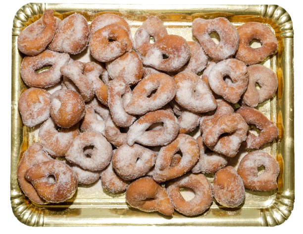 Homemade Doughnuts dusted with sugar stock photo