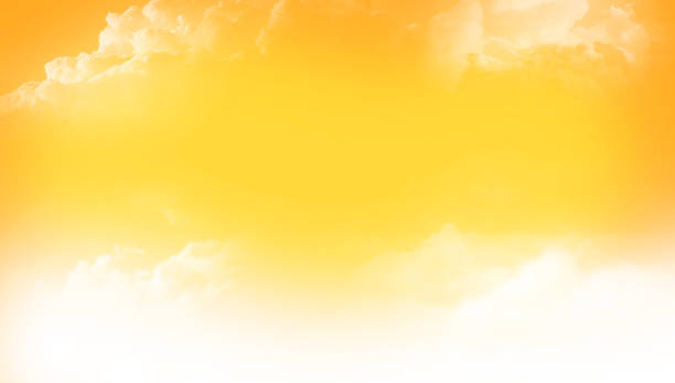 weißer wolkenhimmel auf gelbem hintergrund mit kopierraum - banner design template landing page - beautiful sky amazing sky heaven afterlife stock-fotos und bilder