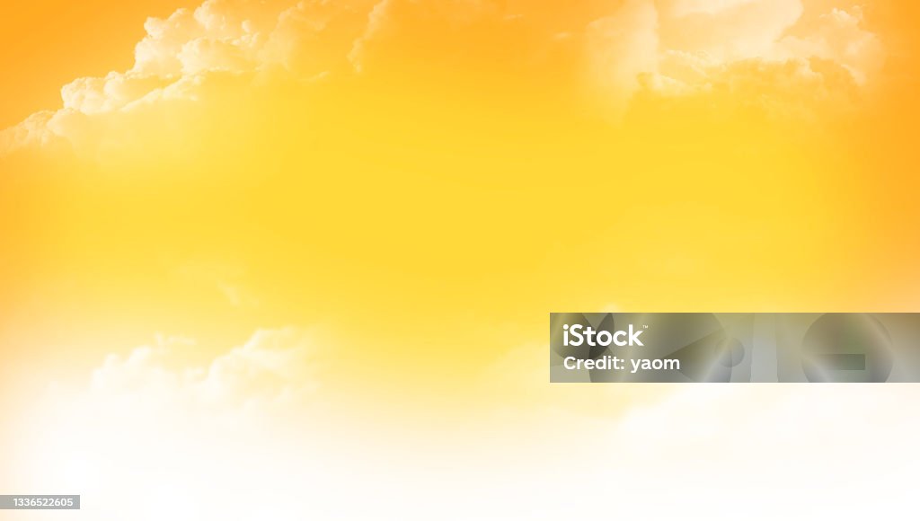 White Cloud Sky On Yellow Background With Copy Space Banner Design Template  Landing Page Stock Photo - Download Image Now - iStock