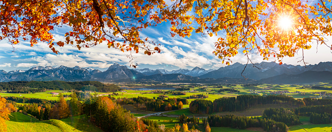 panoramic mountain range in Bavaria, Germany