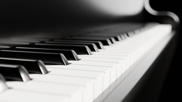 istock Piano keyboard close up view 3D illustration 1336524476