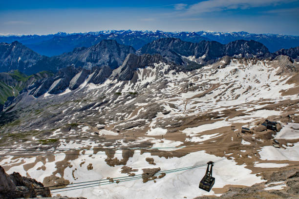 visão para a geleira derretida do zugspitze - mountain zugspitze mountain mountain peak scenics - fotografias e filmes do acervo