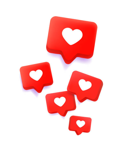 istock Comic style balloons with hearts. Social media icons 1336528243