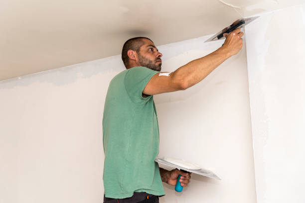 istock A construction worker plasters the ceiling of the room. 1336529231
